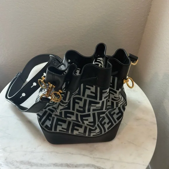 Fendi Black and Gray Crossbody Bag with Gold Accents (Pre-owned see below) - Picture 2 of 6